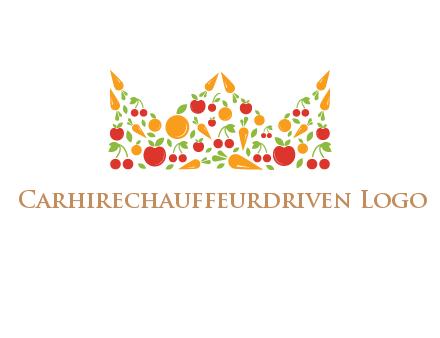 vegetables and fruits forming abstract crown logo