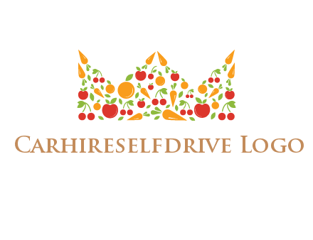 vegetables and fruits forming abstract crown logo
