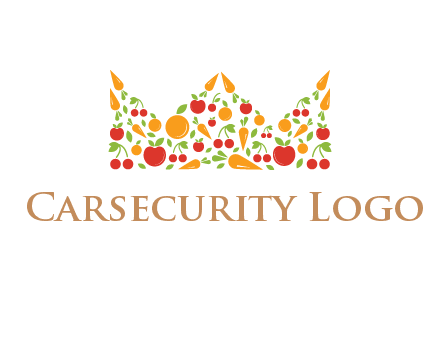 vegetables and fruits forming abstract crown logo