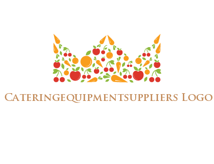 vegetables and fruits forming abstract crown logo