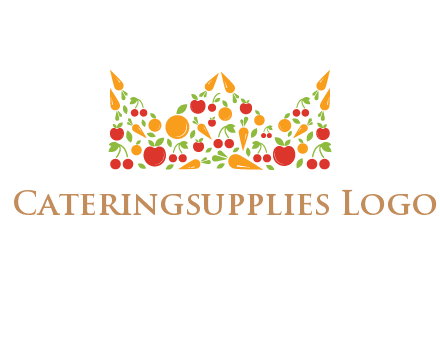 vegetables and fruits forming abstract crown logo