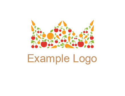 vegetables and fruits forming abstract crown logo