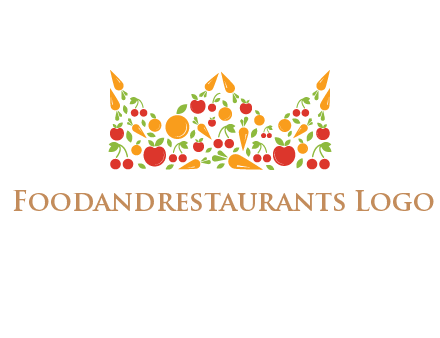 vegetables and fruits forming abstract crown logo