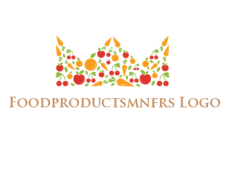 vegetables and fruits forming abstract crown logo