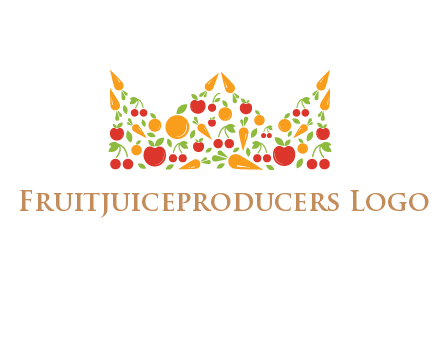 vegetables and fruits forming abstract crown logo