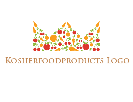 vegetables and fruits forming abstract crown logo