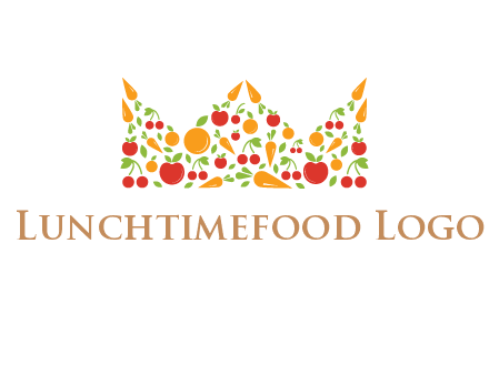 vegetables and fruits forming abstract crown logo