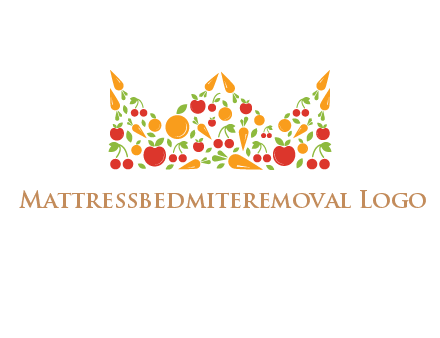 vegetables and fruits forming abstract crown logo
