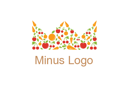 vegetables and fruits forming abstract crown logo
