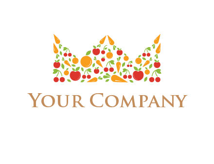 vegetables and fruits forming abstract crown logo