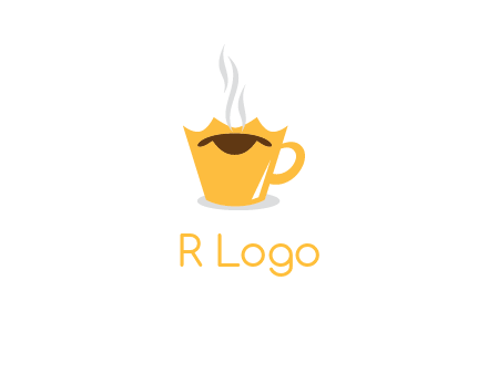 coffee cup merged with crown with smoke logo