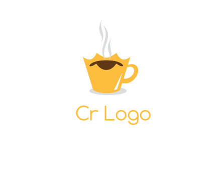 coffee cup merged with crown with smoke logo