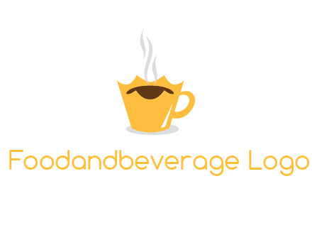 coffee cup merged with crown with smoke logo