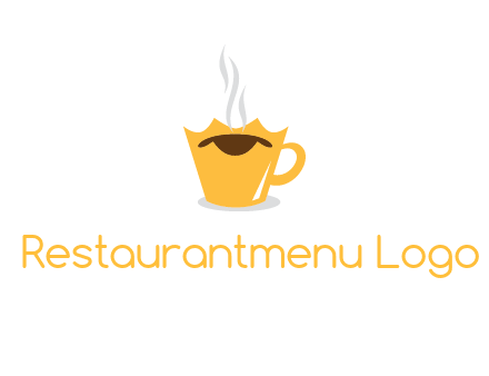 coffee cup merged with crown with smoke logo