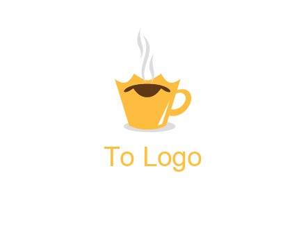 coffee cup merged with crown with smoke logo