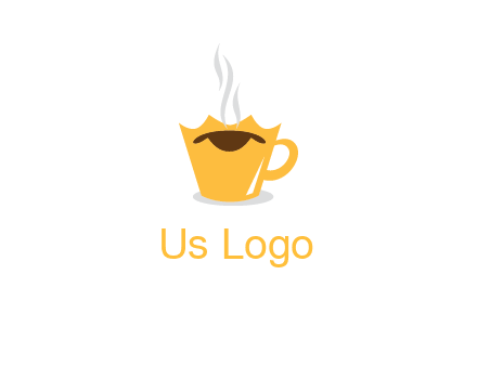coffee cup merged with crown with smoke logo