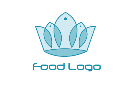 crown with abstract fish logo