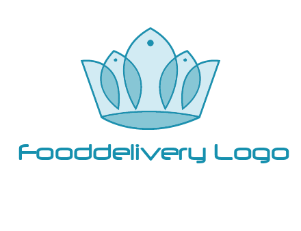 crown with abstract fish logo
