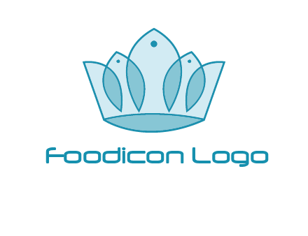 crown with abstract fish logo