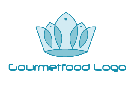 crown with abstract fish logo