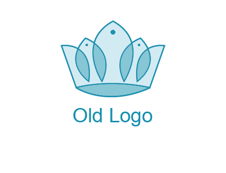 crown with abstract fish logo