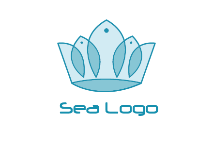 crown with abstract fish logo