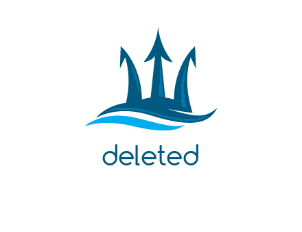 trident coming out from waves symbol