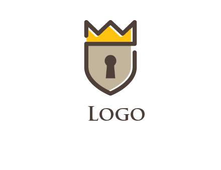 shield made of lock and crown logo