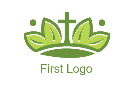cross between abstract leaves graphic
