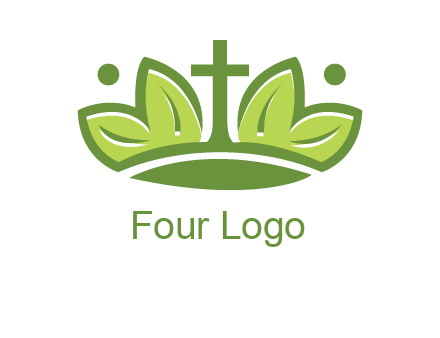 cross between abstract leaves graphic