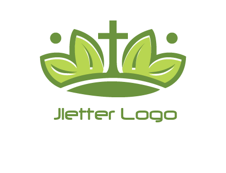 cross between abstract leaves graphic