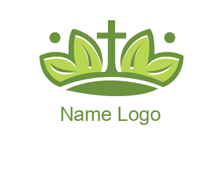 cross between abstract leaves graphic