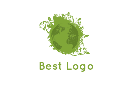 globe surrounded by vines graphic