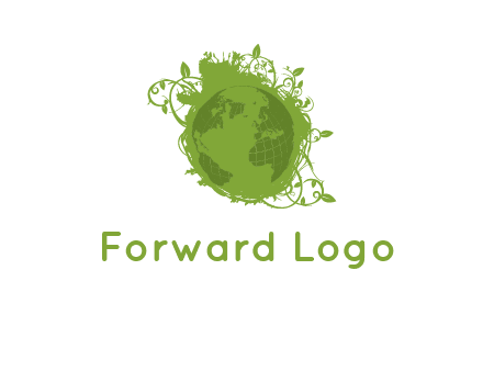globe surrounded by vines graphic