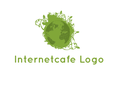 globe surrounded by vines graphic