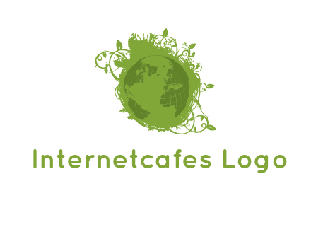 globe surrounded by vines graphic