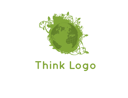 globe surrounded by vines graphic