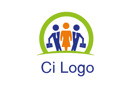 business people in circle HR logo