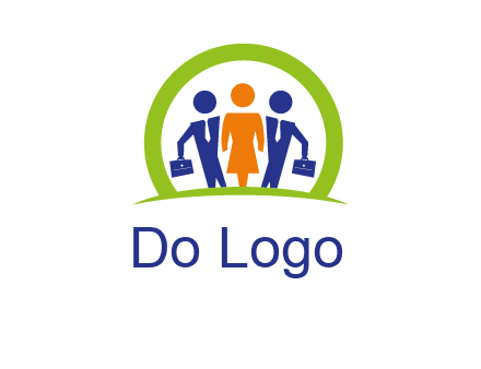 business people in circle HR logo