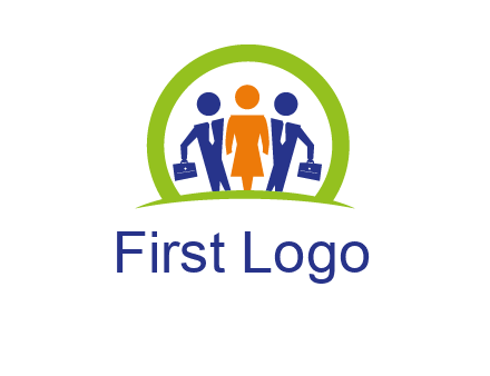 business people in circle HR logo