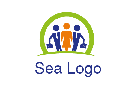 business people in circle HR logo