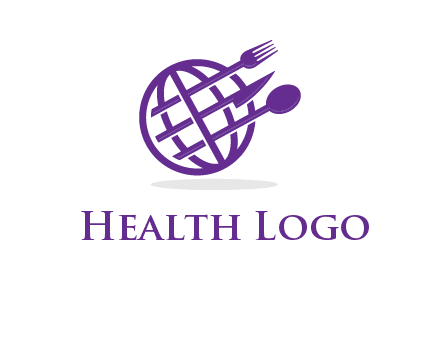 globe combined with fork spoon and knife logo