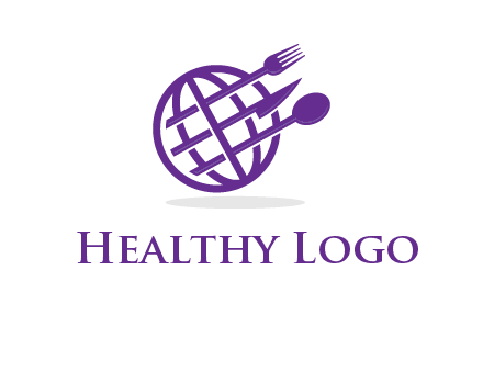 globe combined with fork spoon and knife logo