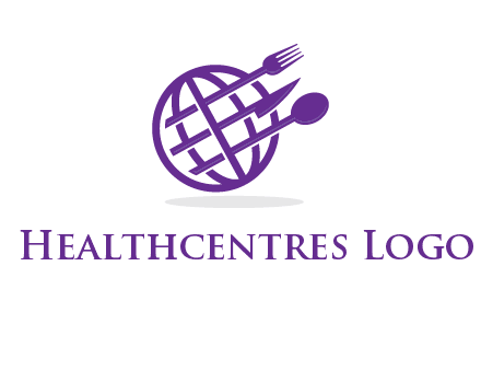 globe combined with fork spoon and knife logo