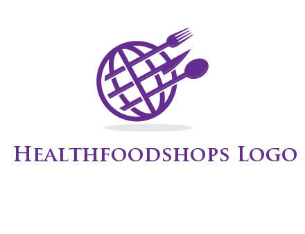 globe combined with fork spoon and knife logo