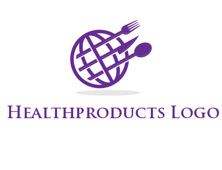 globe combined with fork spoon and knife logo