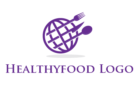 globe combined with fork spoon and knife logo