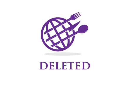 globe combined with fork spoon and knife logo