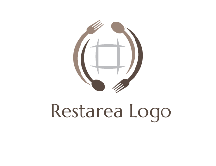 globe made of spoon and fork graphic