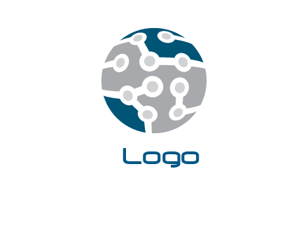 tech wires inside globe logo